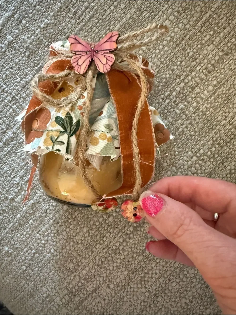 Floral with  Ribbon and Butterfly decorative candle